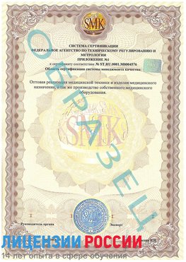 Образец сертификата соответствия (приложение) Якутск Сертификат ISO 13485